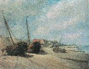 unknow artist Fishing boats on the beach of Heist Sweden oil painting artist